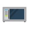 Microwave cooking appliance with oven vector kitchen illustration. Equipment microwave technology device for food cooking. Modern