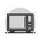 Microwave Kitchen Set Vector Logo Cartoon Sticker. Microwave Oven Tool Icon Filled Line Style. Kitchenware Equipment Symbol