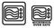 Microwave safe container icon. Simple black lines oven drawing w
