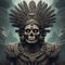 Mictlantecuhtli, the ancient aztec god of the underworld, above a pile of corpses, fantasy, intricate, elegant, highly detailed