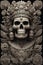 Mictlantecuhtli, the ancient aztec god of the underworld, above a pile of corpses, fantasy, intricate, elegant, highly detailed