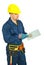 Mid adult worker man with notched