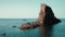 Mid angle view of natural landmark The stone ships near Sinemorets, Bulgaria. Colorful landscape of rocks in calm blue sea water