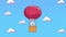 Mid autumn festival animation with rabbit in balloon hot air and clouds