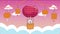 Mid autumn festival animation with rabbit in balloon hot air and lamps hanging
