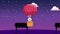 Mid autumn festival animation with rabbit in balloon hot air at night