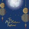 Mid autumn festival with gold fortune hangers and stars vector design