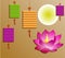 Mid Autumn Festival vector with lotus lantern