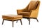 mid-century armchair and ottoman, with sleek lines and timeless style