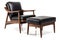 mid-century armchair and ottoman, with sleek lines and timeless style