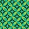 Mid Century atomic starbursts seamless pattern on green geometric leaves