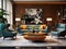 Mid-century furniture pieces in art deco style interior design of modern living room