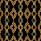 Mid Century Geometric Rhombus Seamless Pattern Design Gold on Black Background with Line Texture