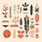 Mid-century Illustration: Asian Colors, Yucca Leaves, And Playful Shapes