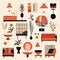 Mid-century Inspired Illustrated Furniture Collection