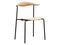 Mid-century metal side chair with wooden seat. 3d render