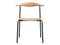 Mid-century metal side chair with wooden seat. 3d render