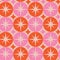 Mid Century Modern Groovy white starbursts on pink and orange big circles seamless pattern