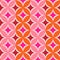 Mid Century modern starburst circles seamless pattern in plush pink, hot pink, orange and red.