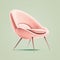 Mid century pink accent chair on green background. AI