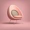 Mid century pink accent chair on pink background