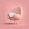 Mid century pink accent chair on pink background
