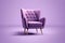 Mid century purple accent armchair on lavender background
