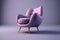 Mid century purple accent armchair on lavender background