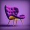 Mid century purple accent chair on monochrome purple background