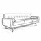 Mid-century Style Black And White Couch Sketch