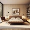 Mid-century style interior design of modern bedroom