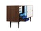 Mid-century style media console with retractable shelves. 3d render