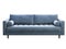 Mid-century three-seat blue velvet upholstery sofa. 3d render