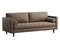 Mid-century tufted brown leather upholstery sofa with roller pillows. 3d render