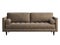 Mid-century tufted brown leather upholstery sofa with roller pillows. 3d render