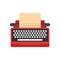 Mid century typewriter icon, flat style