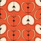Mid century vector repeat pattern with red apples