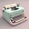 Mid century vintage typewriter on pink background. Retro keyboard. AI
