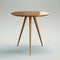 Mid century wood round coffe table on white background. AI