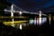 Mid-Hudson Wire Suspension Bridge and Pier - Sunset / Blue Hour - Hudson River - New York