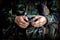 Mid section of military soldier using mobile phone in boot camp