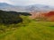 The midair view of Qilian Mountains. The Qilian Mountains, together with the Altyn-Tagh also known as Nan Shan, as it is to the