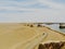 The midair view of Yardan National Geological Park, Qinghai, China. Yardang has been created over time by the soft part of the