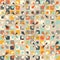 Midcentury geometric retro pattern, vintage colors, retro wallpapers