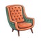 Midcentury Modern Armchair In Cartoon Style Stiker On White Background On Isolated Transparent Background, Png, Logo. Generative