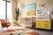 Midcentury Modern Nursery With Vintageinspired Crib And Playful Decor Midcentury Modern Interior Design. Generative AI