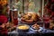 Midday Thanksgiving Feast with Fall Foliage Decor
