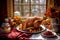 Midday Thanksgiving Feast with Fall Foliage Decor