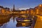 Middelburg with the Lange Jan church tower at night