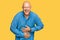 Middle age bald man wearing casual clothes smiling and laughing hard out loud because funny crazy joke with hands on body